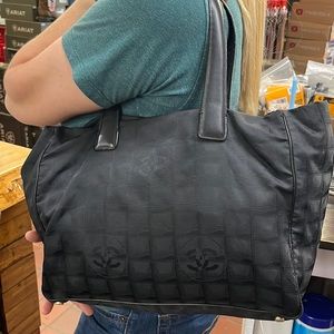 Chanel black nylon tote